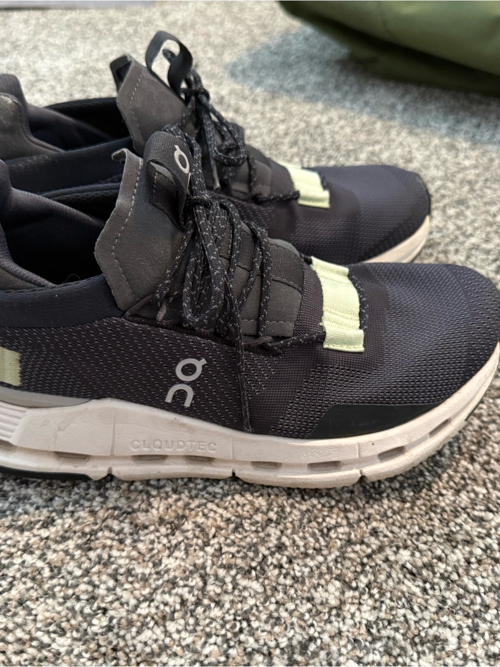 On Running Cloudtec Black Athletic Sneakers with Cream Accents